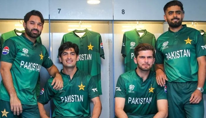 (From left to right) Pakistans Mohammad Rizwan, Naseem Shah, Shaheen Afridi and skipper Babar Azam pose for a group photo. — PCB/File