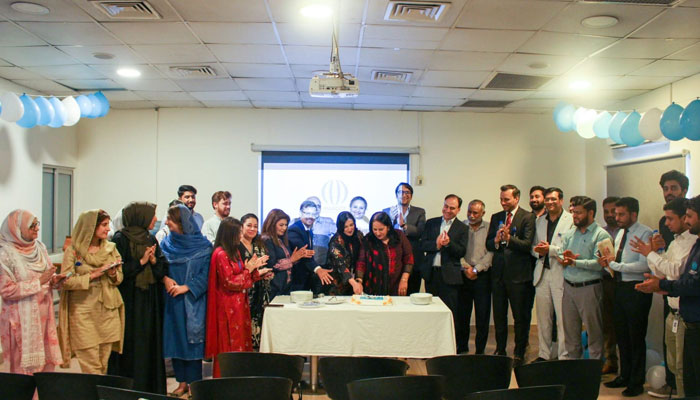 In this image, participants cut a cake during the celebration of Int’l Clinical Trial Day at Maroof International Hospital (MIH)  on May 25, 2024. — Facebook/Maroof International Hospital
