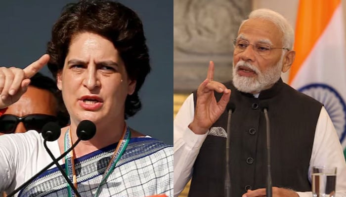 This combo of images shows, Congress general secretary Priyanka Gandhi Vadra (L) and Indian Prime Minister Narendra Modi (R). — Reuters/File