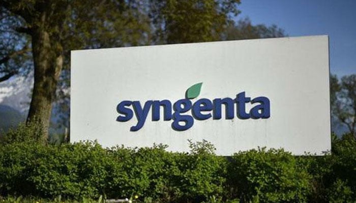 The Syngenta logo seen on a sign board in this undated image.—Syngenta.com.pk/file