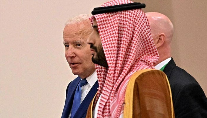 US President Joe Biden and Saudi Crown Prince Mohammed bin Salman ictured during the “GCC+3” (Gulf Cooperation Council) meeting in Jeddah. — Reuters/File
