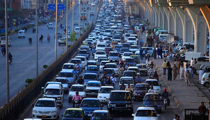 Vehicles are seen in a traffic jam on a road in Rawalpindi. ─ Reuters/File