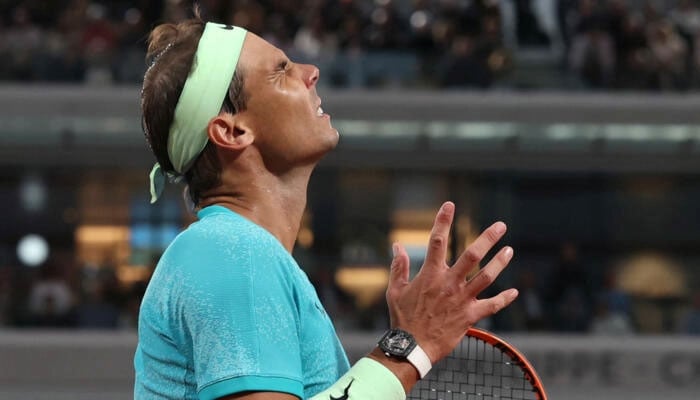 Rafael Nadal reacts during his match against Zverev. — AFP/file