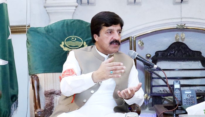 This image taken on May 27, 2024, Punjab Governor Sardar Saleem Haider speaks during a meeting at Governor House. — Facebook/Sardar Saleem Haider Khan