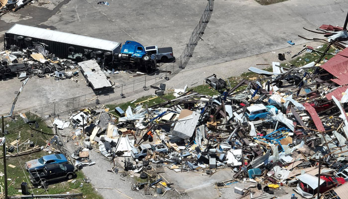 This handout photo taken on May 26, 2024, courtesy of Jacob Chambers shows an aerial view of widespread damage from a tornado in Valley View, Texas, United States. — AFP