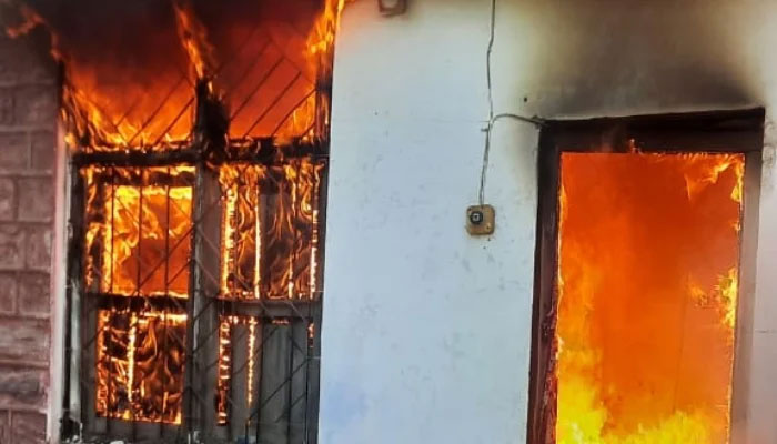 Fire erupts in Government Girls Higher Secondary School in Sirikot, Haripur district, on May 27, 2024. —Geo News