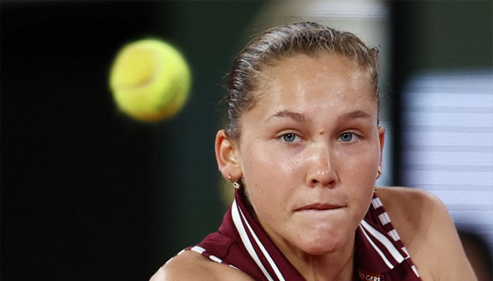 Russias Erika Andreeva in action during the first round match against Belarus Aryna Sabalenka.— Reuters/file