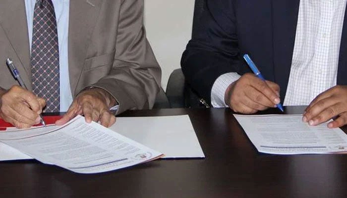 This representational image shows officials signs a MOU during signing ceremony. — APPNA Website/File