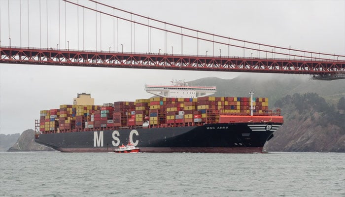 A representational image of MSC Anna in San Francisco Bay, April 15, 2020. — Port of Oakland