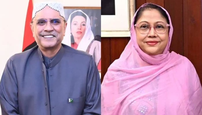 This combo of images shows, President of Pakistan Asif Ali Zardari (L), his sister and PPP central leader and Women’s Wing president Faryal Talpur. — X/@MediaCellPPP/PPI/File