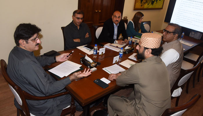 Sindh Chief Minister Syed Murad Ali Shah presides over a meeting of Agriculture Department at CM House on May 29, 2024. — Facebook/Sindh Chief Minister House