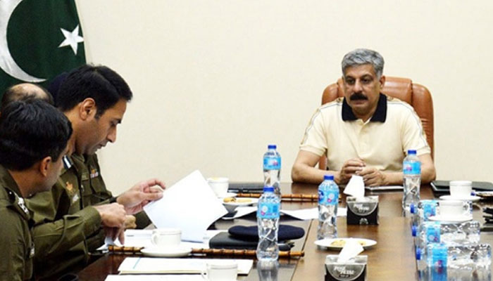 Capital City Police Officer (CCPO) Bilal Siddique Kamyana presides over a meeting regarding law and order and security issues at his office on May 30, 2024. — Facebook/Capital City Police Lahore