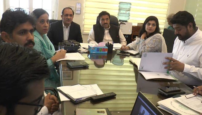 Local Government Minister Zeeshan Rafique chairs a meeting with Municipal Chief Officers across Punjab on May 30, 2024. — Facebook/Mian Zeeshan Rafique PMLN