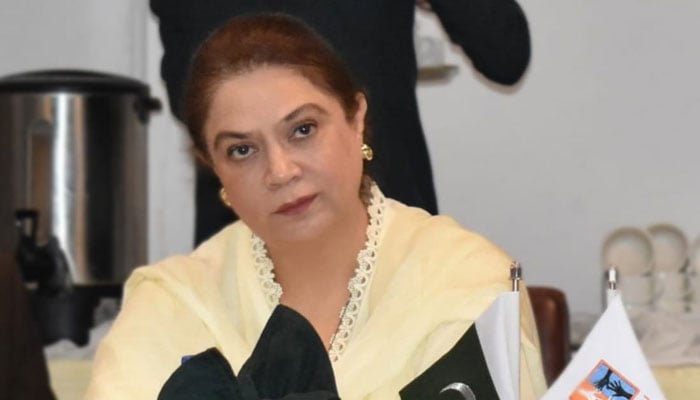 NCSW Chairperson Nilofar Bakhtiar sits during an event. — Facebook/National Commission on the Status of Women, Islamabad/File