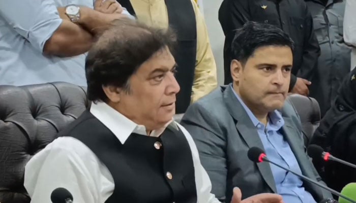 Member of National Assembly Mohammad Hanif Abbasi (L) addresses during a seminar titled ‘Education Emergency and our Responsibilities’ organised by (ICCI) on June 1, 2024. — Facebook/Muhammad Hanif Abbasi