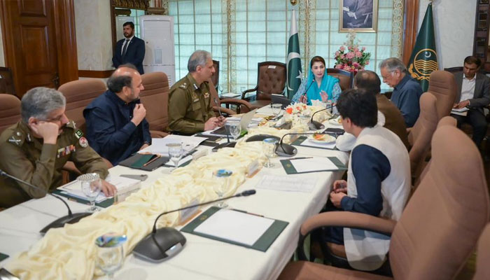 Punjab Chief Minister Maryam Nawaz chairs a special meeting on law and order on June 1, 2024. —  Facebook/TheMaryamNSharif