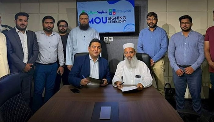 Officials from Saylani International Welfare Trust and Mazik Global pose for a photo at the MoU signing ceremony in this image released on May 30, 2024. — Facebook/MazikGlobal Pakistan