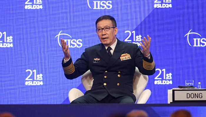 China’s defence minister Dong Jun speaks during the 21st Shangri-La Dialogue summit at the Shangri-La Hotel in Singapore on June 2, 2024. — AFP/file