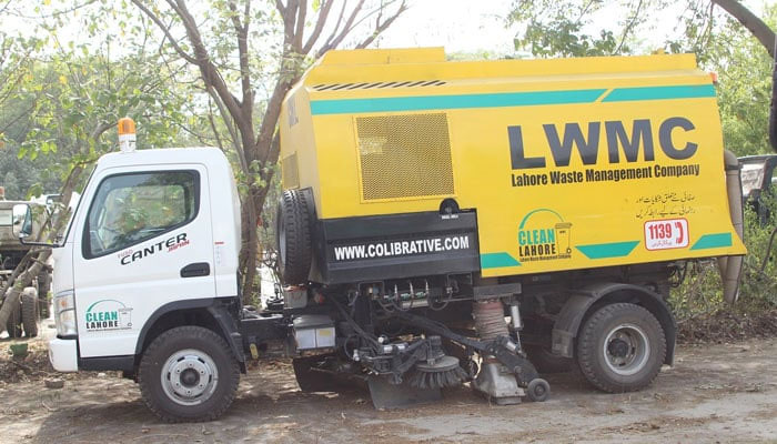 This image shows the Lahore Waste Management Company (LWMC) sweeping machinery. — LWMC Website/File