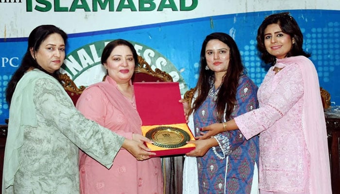 Special Assistant to Prime Minister on Climate Change Romeena Khurshid Alam confers Green Journalist Award to media persons at NPC on June 03, 2024. — NNI