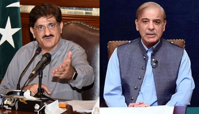 This combo of images shows, Sindh Chief Minister Murad Ali Shah (L) and  Prime Minister Shehbaz Sharif (R). —  X/@SindhCMHouse/APP/File