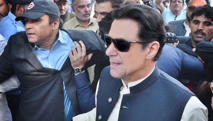 PTI founder Imran Khan arrives to appear before the Islamabad High Court on October 3, 2022. —APP