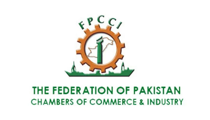The picture shows a logo of Federation of Pakistan Chambers of Commerce & Industry (FPCCI). — APP