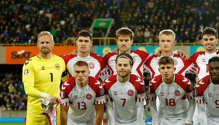 Denmark players pose for a team group photo before the match. — Reuters/file