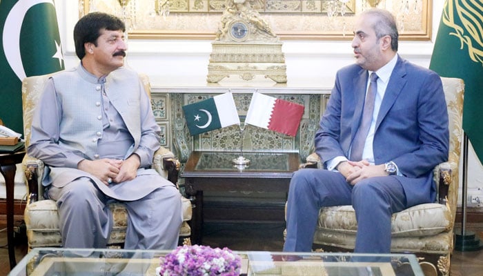 Qatars AMbassador to Pakistan Ali Bin Mubarak Al Khatar meets Punjab Governor Sardar Saleem Haider, at Governor’s House on June 4, 2024. — Facebook/Sardar Saleem Haider Khan