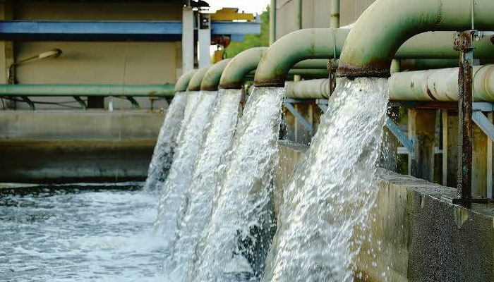 This image shows water coming out  from a pumping station. — APP/File