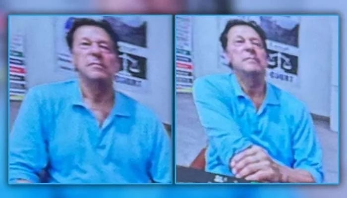 A combination of images released by PTI shows former prime minister Imran Khan during his appearance via video-link before the Supreme Court on May 16, 2024. —PTI/File