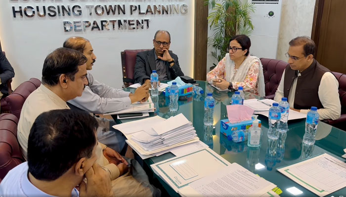 The screengrab shows Sindh Local Government Minister Saeed Ghani chairing meeting at the office of Local Government Additional Chief Secretary Syed Khalid Hyder Shah on June 7, 2024. — Facebbook/SaeedGhaniPPP