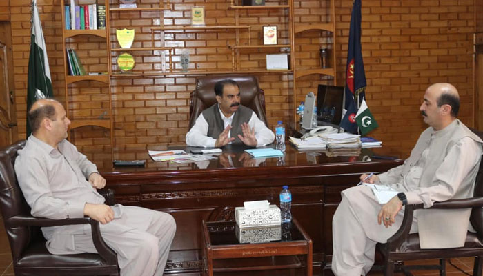 Commissioner Malakand Division Saqib Raza Aslam in a meeting on June 7, 2024. — Facebbook/Commissioner Malakand Division