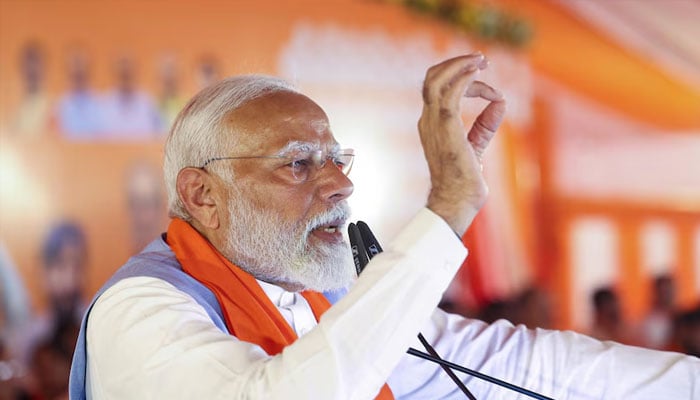 Prime Minister Narendra Modi addresses during a public meeting for Lok Sabha elections, in Barabanki, Uttar Pradesh, on May 17, 2024. — PTI