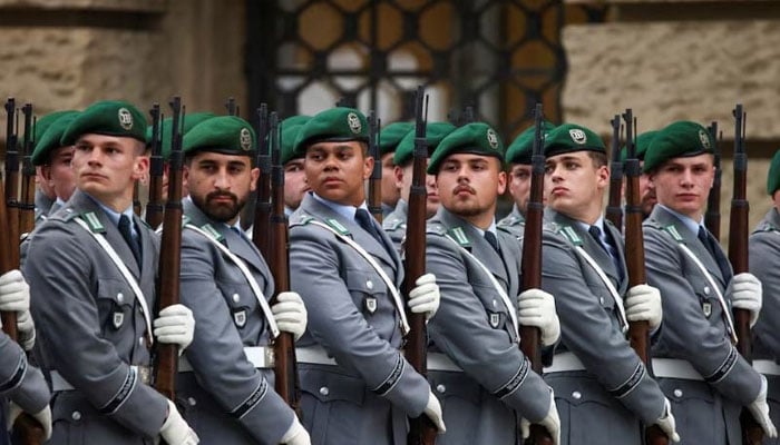 Soldiers of the German armed forces Bundeswehr attend a swearing-in ceremony for new recruits in front of the Berlin House of Representatives, Abgeordnetenhaus, in Berlin, Germany, May 22, 2024. — Reuters