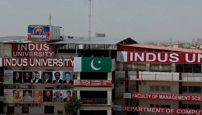 A general outside view of Indus Universitys campus in Karachi seen in this video released on Mar 27, 2020. — Screengrab via YouTube/Indus University
