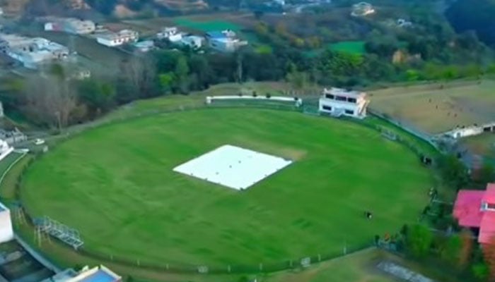 A representational image showing an aerial view of the Abbottabad Cricket Stadium. — Screengrab via Facebook/Pakistan Cricket Stadiums