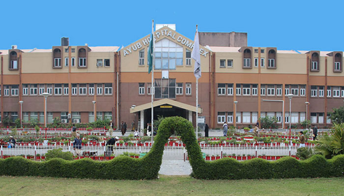 Ayub Medical Teaching Institution (AMTI) building seen in this image.— ath.gov.pk/file