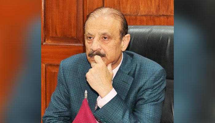 Former CDA chairman Kamran Lashari gestures during a meeting on April 14, 2024. — Facebook/Kamran Lashari