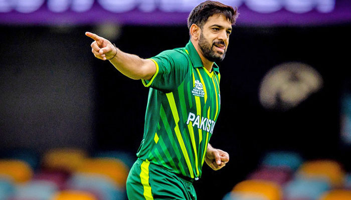 Pakistans Haris Rauf celebrates after taking a wicket at the Gabba in Brisbane. — AFP/File