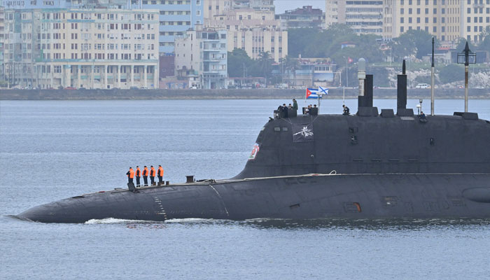 The Kazan submarine in Havana harbor.— AFP/file