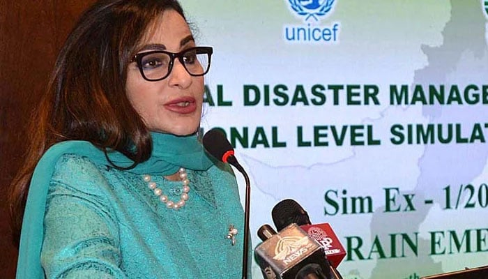 Senior leader of Pakistan Peoples Party (PPP), Sherry Rehman addressing the National level Simulation Exercise inaugural session on March 14, 2023. — APP