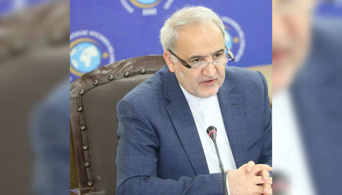 Ambassador of the Islamic Republic of Iran, Dr Reza Amiri Moghadam gestures while speaking an event on March 15, 2024. — Facebook/Iran Embassy Islamabad