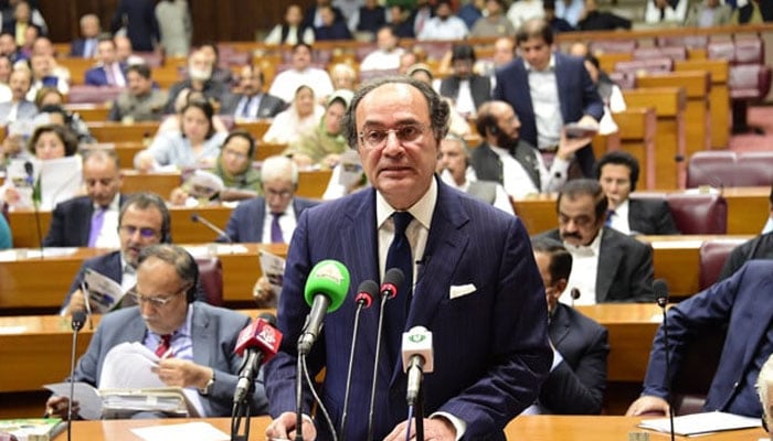 Finance Minister Muhammad Aurangzeb is presenting budget 2024-25 in National Assembly on Wednesday, June 12, 2024. — PID