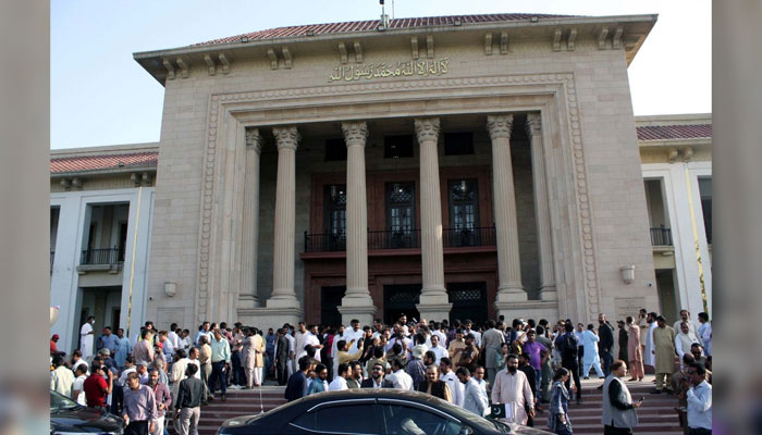 Member of Punjab Assembly come out from assembly building after Annual Budget Session for the Fiscal Year of 2024-25 at PA building in Lahore on June 13, 2024. — PPI