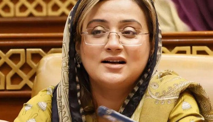 The image released on June 10, 2024 shows Punjab Information Minister Azma Bokhari in the Punjab Assembly.  — x/AzmaBokhariPMLN