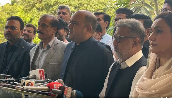 Leader of Opposition in the Sindh Assembly Ali Khurshidi talking to the media on June 14, 2024. — Facebook/alikhurshidi119