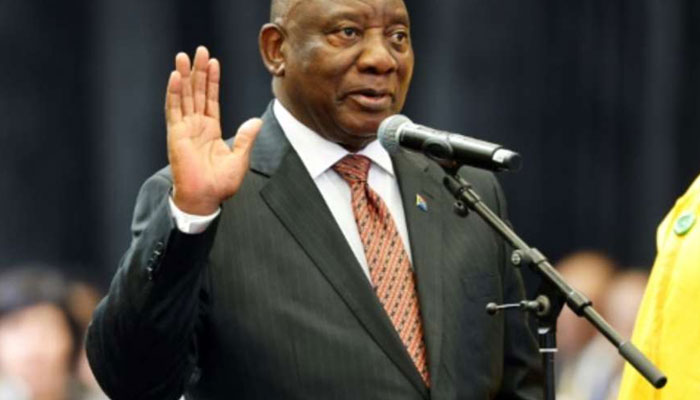 South Africas Cyril Ramaphosa being sworn in as a member of the National Assembly. — AFP/file