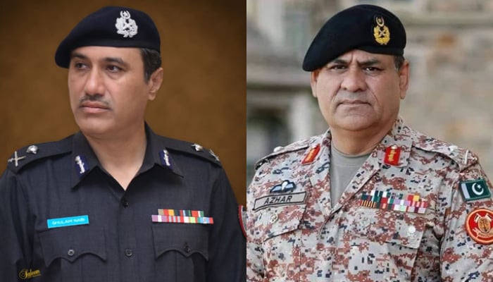 This combo of images shows, Sindh Inspector General of Police Ghulam Nabi Memon (L) and Sindh Rangers Director General (DG) Major General Azhar Waqas (R). — Sindh Police Website/Facebook//Pakistan Rangers Sindh/File