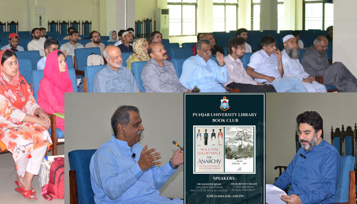 The image released on June 13, 2024 shows the event in progress at Punjab University’s Library Book Club.— Facebook/Punjab University Library